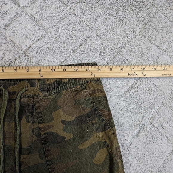 Blank NYC Joggers Women's Small Green Camo Print At Attention Linen Blend Taper - Picture 6 of 9